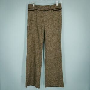 Dolce & Gabbana Size 6 US Brown Tweed Button Zip Straight Leg Wool Dress Pants
